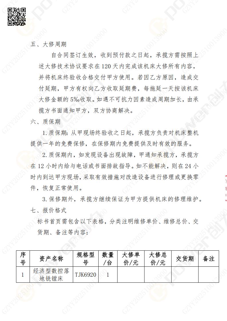 蘇州創力礦山設備有限公司大修鏜銑床招標公告(圖9)